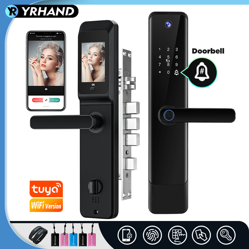 Smart Home Registration - Yrthand tuya-生体認証デジタルドアロック,指紋とのぞき穴付き,wifi,6068