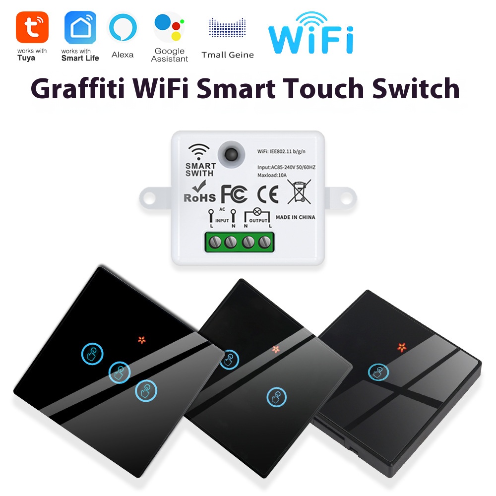 Smart Home Internet - Tuya スマートスイッチオフデバイスは、ワイヤレスタッチ、WiFi、ランダムステッカー、APPリモートコントロール、Alexa音声コントロール、Tiを搭載しています。