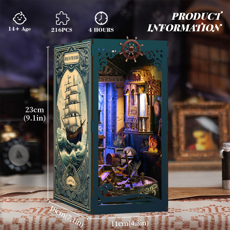 Smart Home Package - 3D 木製 DIY ブックエンドパズル手作りミニモデルキットスマートブックシェルフオーガナイザーホームオフィス装飾棚アクセサリー