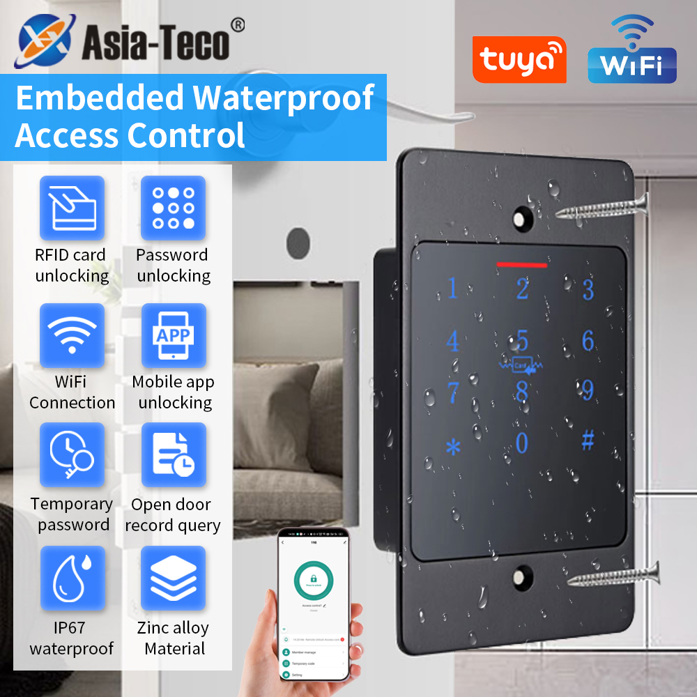 Smart Home Keyboard - WiFi Tuya スマートドアロックキーボード RFIDアクセスコントローラー 防水金属キーパッド 隠しピット設置型生体認証アクセス制御