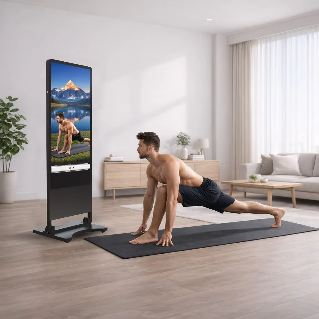 Smart Home Gym Mirror - 43インチ フルHDスマートフィットネスミラー、AIヨガトレーナー、体性感覚インタラクション搭載、家庭およびホテルジム用
