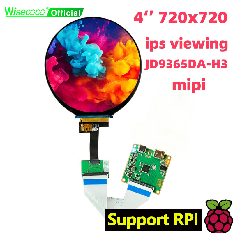 Smart Home Raspberry Pi - Wisecoco 4インチ丸型LCDディスプレイ円形IPSスクリーン720x720自動ゲージ Raspberry Piスマートホームロボットパネル用