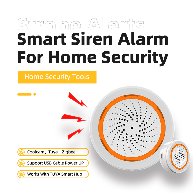 Smart Home Nas - Coolcam Tuya Zigbee スマートサイレンアラームストロボアラートホームセキュリティ用 USB ケーブル電源