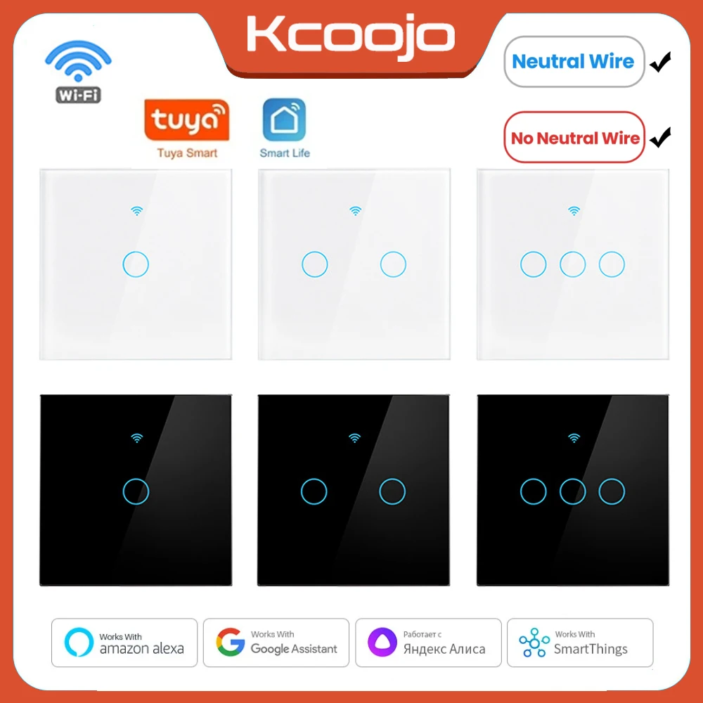 Smart Home Internet - Tuya Wifi EU スマートスイッチ 1/2/3/4Gang タッチライトスイッチ壁センサー