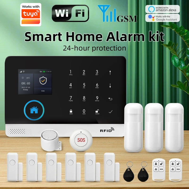 Smart Home Keyboard - PGST WIFI GSM スマートホームセキュリティ警報システムはスマートライフアプリと連携し、盗難警報、住宅、オフィス、Alexaリモートコントロールに対応します。