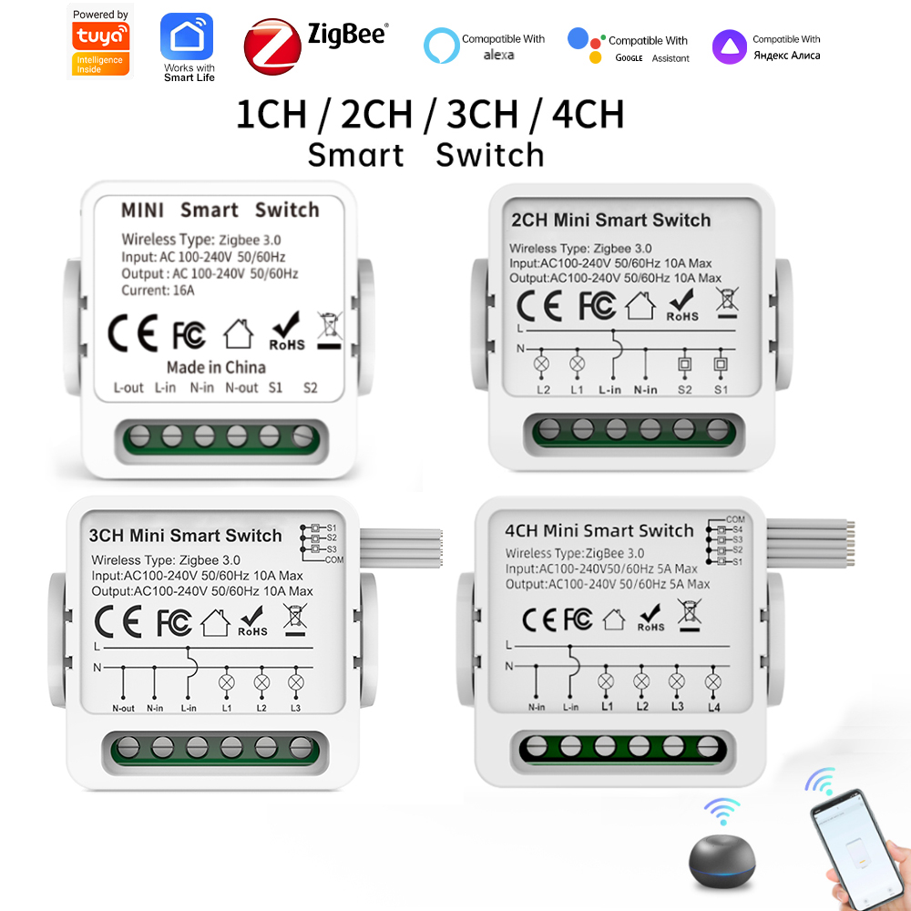 Smart Home Internet - Tuya Zigbee 3.0 スマートスイッチ 1/2/3/4ウェイ ミニスマートライトブレーカー