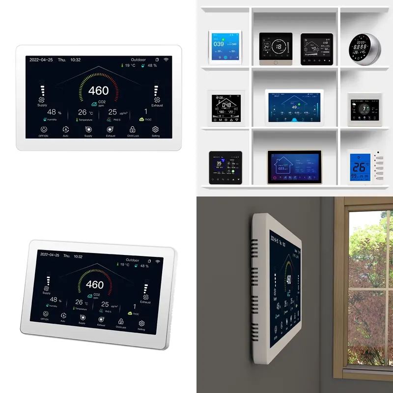 Smart Home Wifi - HRV ERV MVHR HVACシステムコントローラー、AC EC DCファン対応、7インチスマートホームWIFI