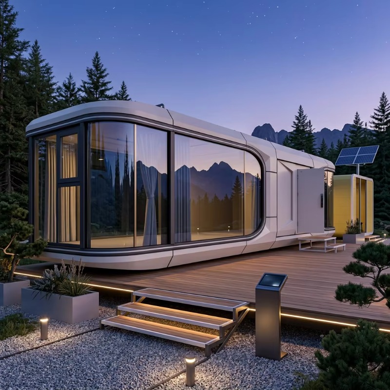 Airbnb Smart Home - 現代的な宇宙カプセル型タイニーハウス、プレハブADUモジュール式住宅、裏庭での生活、スマート制御システム付きAirbnbレンタル