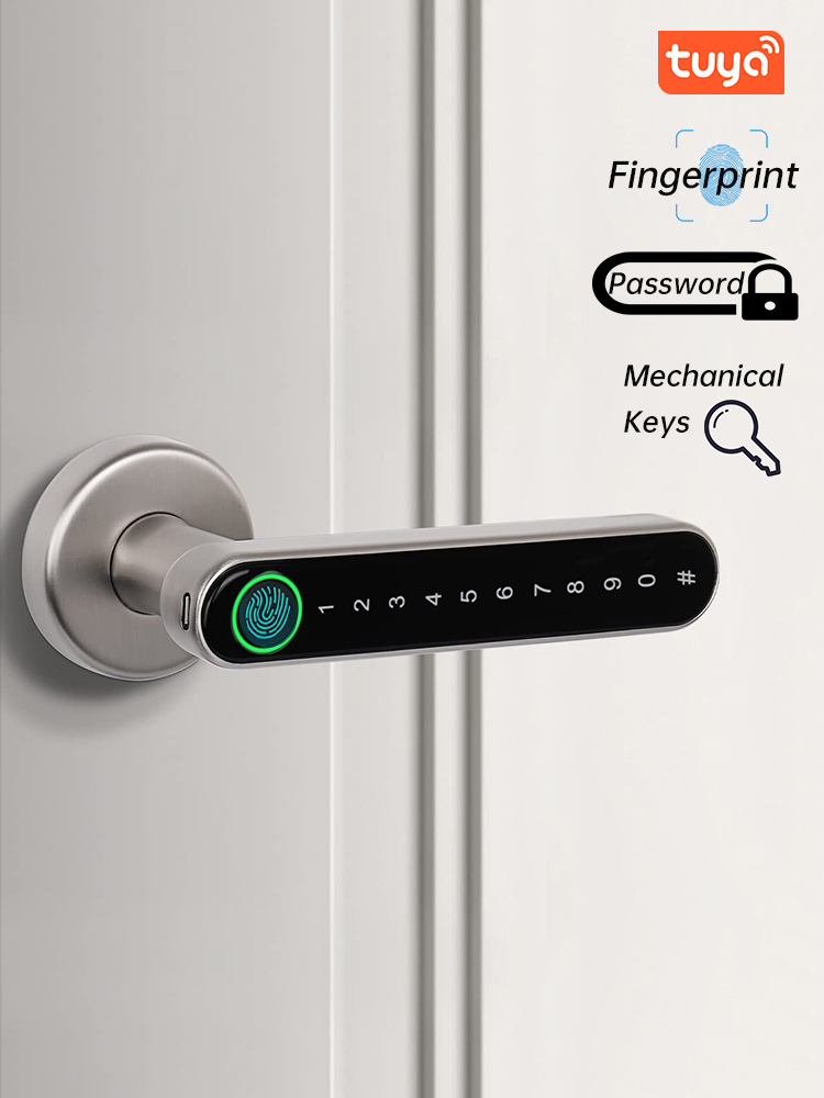 Smart Home Registration - Kak-生体認証指紋ドアロック,黒い生体認証ロック,パスワード,キーレス,ハンドル付きドアロック