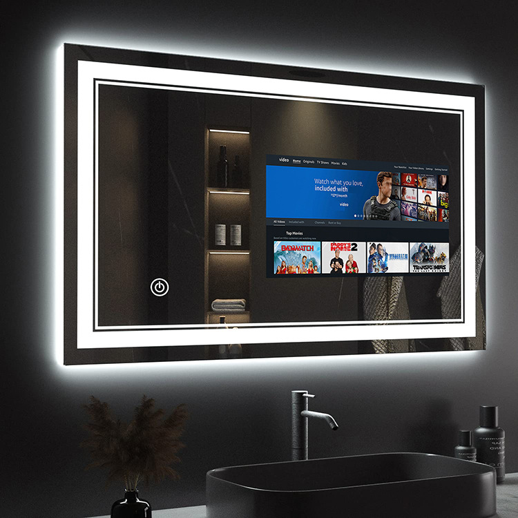 Smart Home Gym Mirror - カスタムサイズ卸売ホテル家庭用タッチスクリーンミラー、テレビ付きAndroidシステムLEDバスルームジムマジックスマートミラー防水浴室鏡