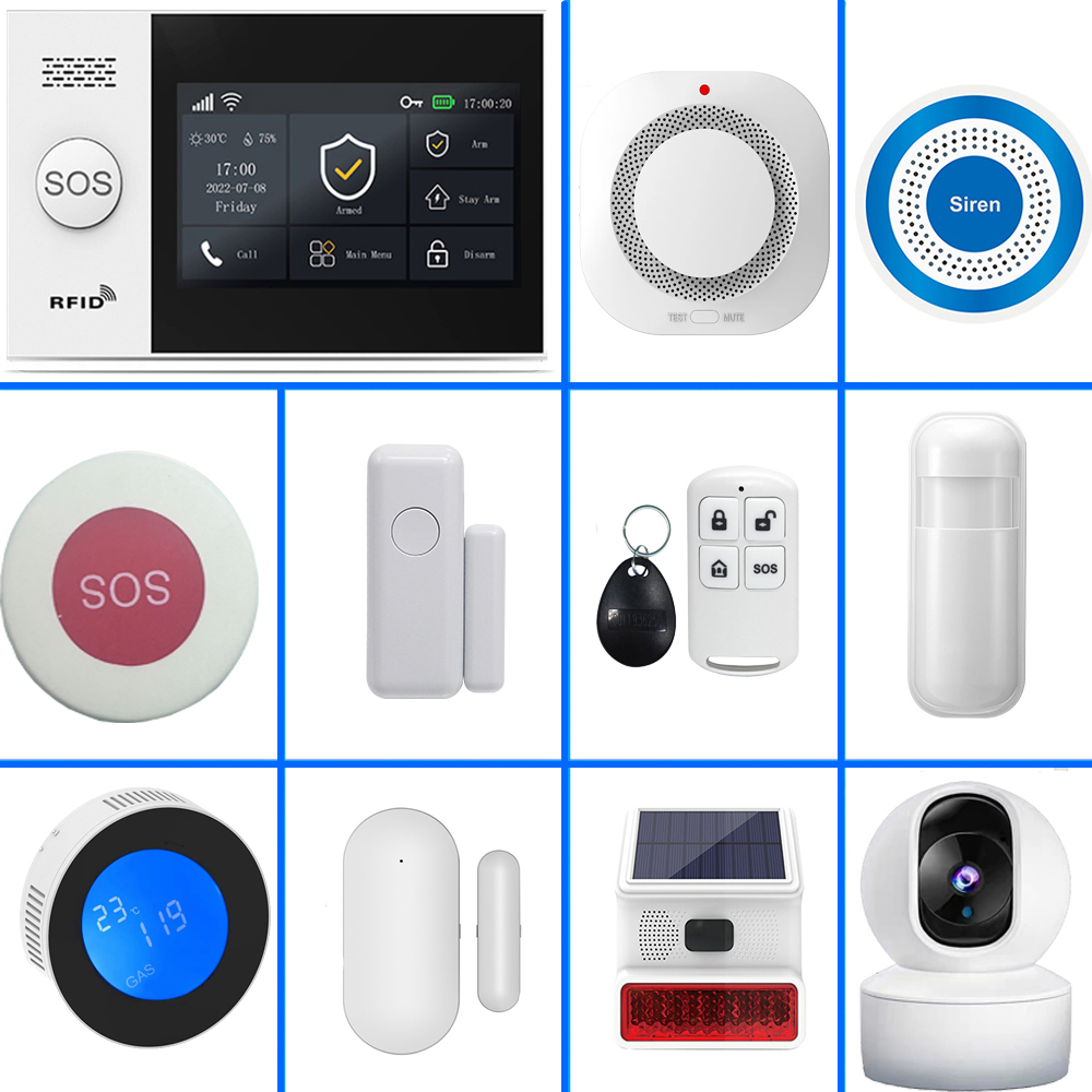 Smart Home Package - PGST 4G Tuya スマートホーム警報システム、WiFi 433MHz ワイヤレスホームセキュリティ警報コンビネーションセット