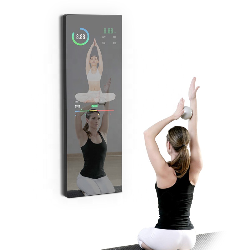 Smart Home Gym Mirror - ホームスマートデジタルミラー Android搭載 エクササイズフィットネスジム ワークアウト タッチスクリーン LEDライト付きミラー