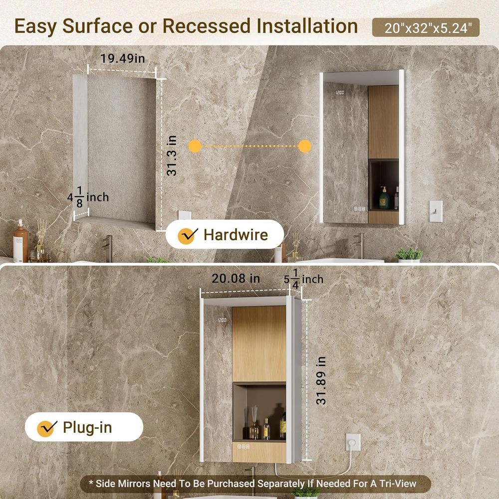 20x32 ライト付き薬棚ミラー（ライト＆スマートナイトラン - Smart Home Room のレビューと価格