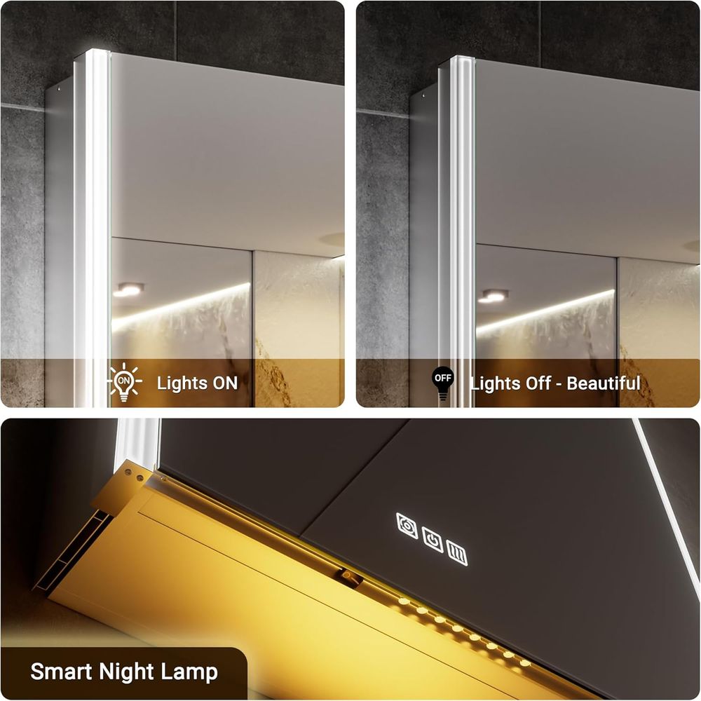 20x32 ライト付き薬棚ミラー（ライト＆スマートナイトラン - Smart Home Room のレビューと価格