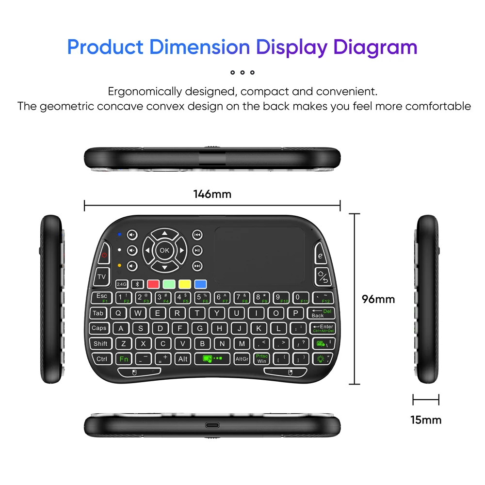 ミニキーボードジャイロスコープデュアルモード 2.4 グラム - Smart Home Keyboard のレビューと価格