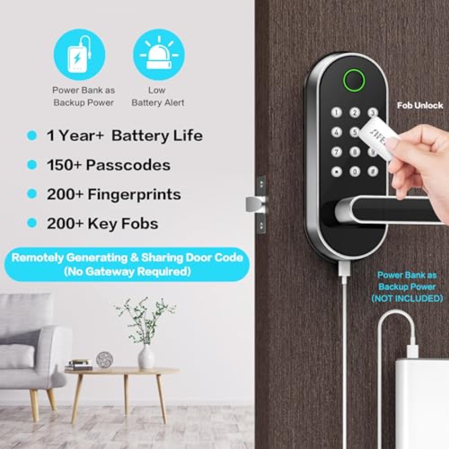 指紋認証スマートドアロック（ハンドルとキーパッド付き）鍵の紛 - Airbnb Smart Home のレビューと価格