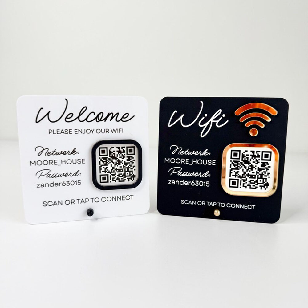 カスタマイズ可能なアクリルWiFiサイン（QRコード付き）色 - Airbnb Smart Home のレビューと価格