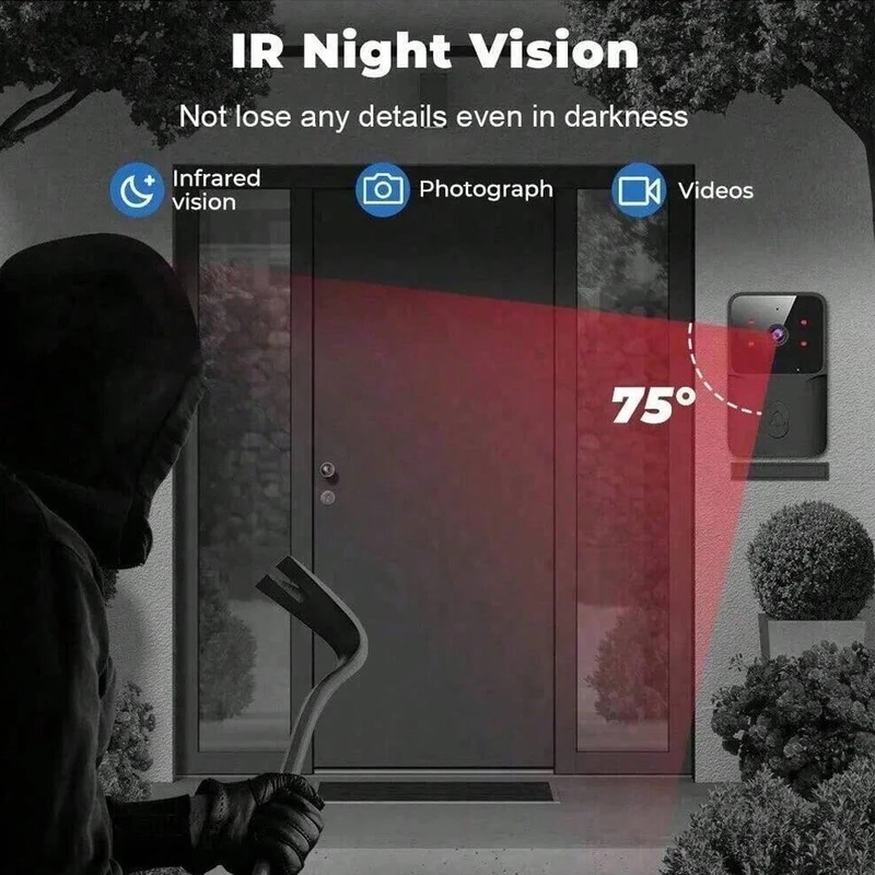 スマートWiFiワイヤレスドアベル、赤外線ナイトビジョン、ビ - Smart Home Video Doorbell Installation のレビューと価格