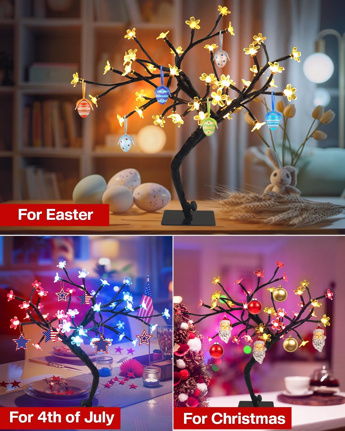 スマートUSB桜の木ランプ16インチ、デスク用、アプリ制御音 - Smart Baby Night Light のレビューと価格