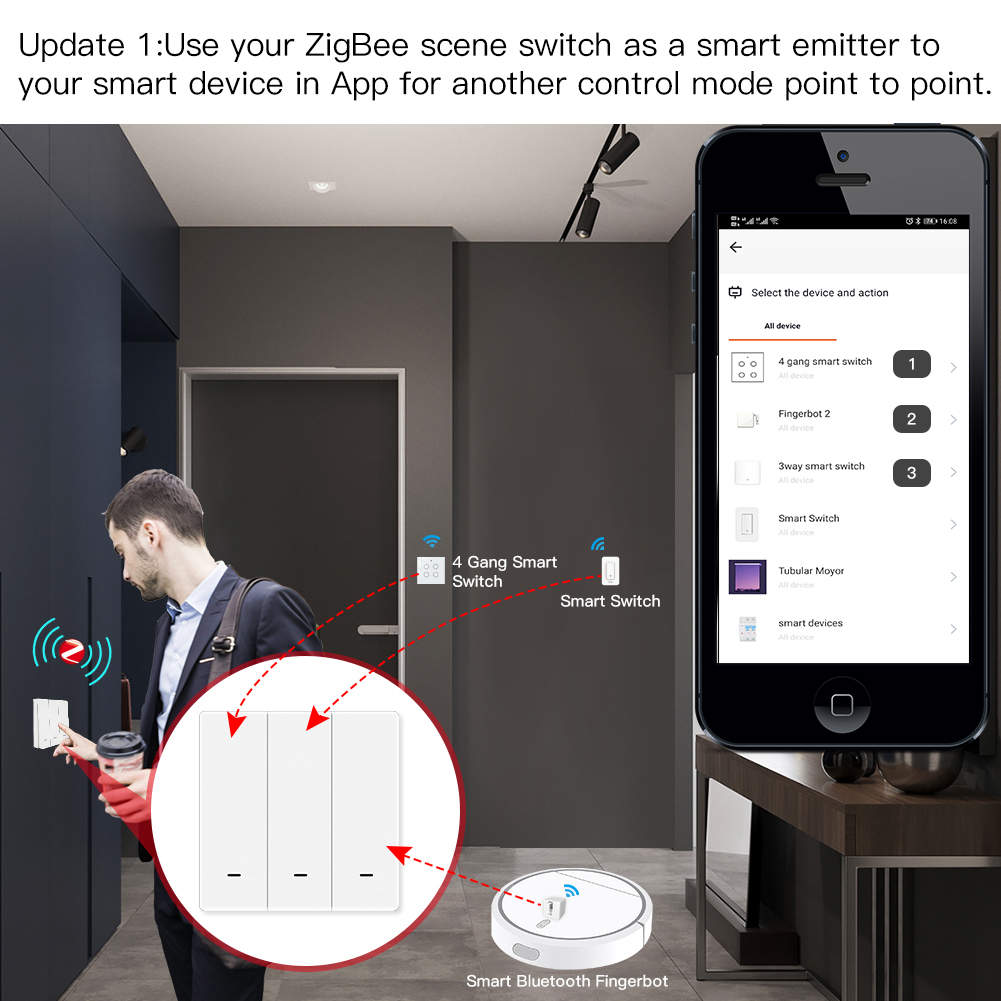 MOES Tuya ZigBee シーンスイッチ ワイヤレス - Smart Home Internet のレビューと価格