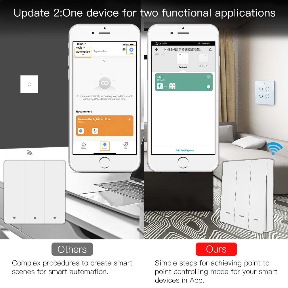 MOES Tuya ZigBee シーンスイッチ ワイヤレス - Smart Home Internet のレビューと価格