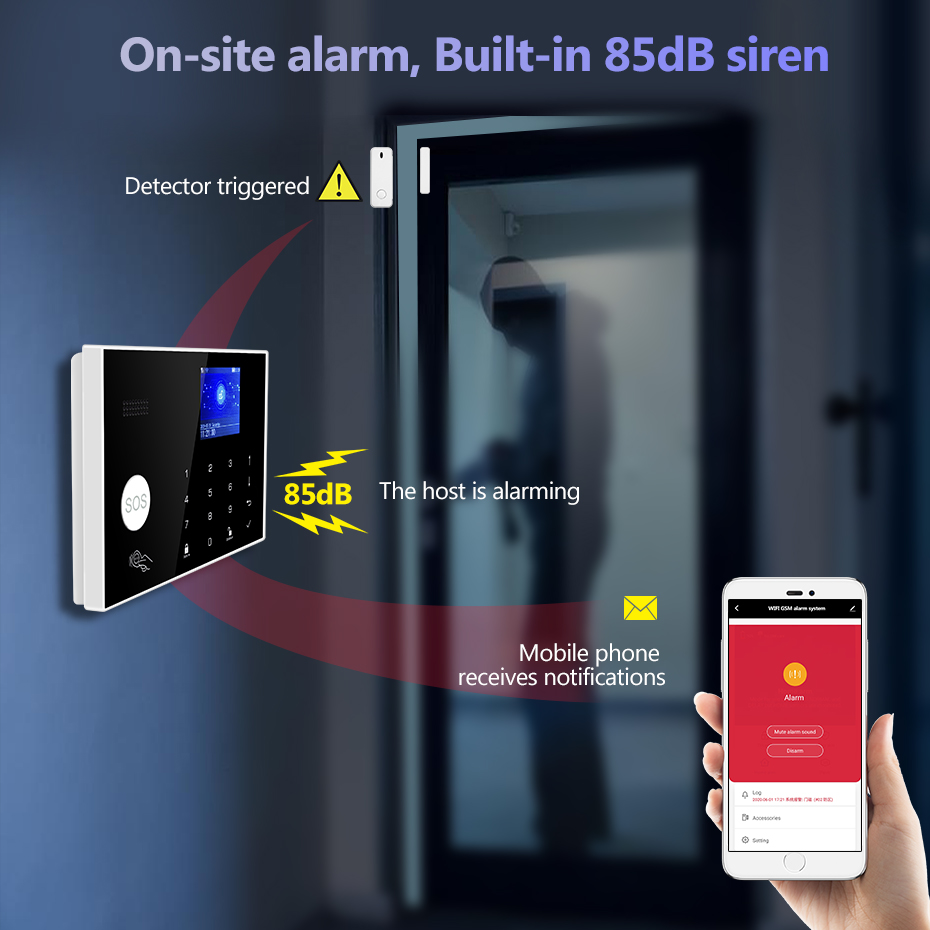 KERUI WiFi+4G ホームアラーム 温度/湿度表示付 - Smart Home Keyboard のレビューと価格