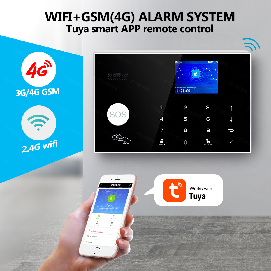 KERUI WiFi+4G ホームアラーム 温度/湿度表示付 - Smart Home Keyboard のレビューと価格
