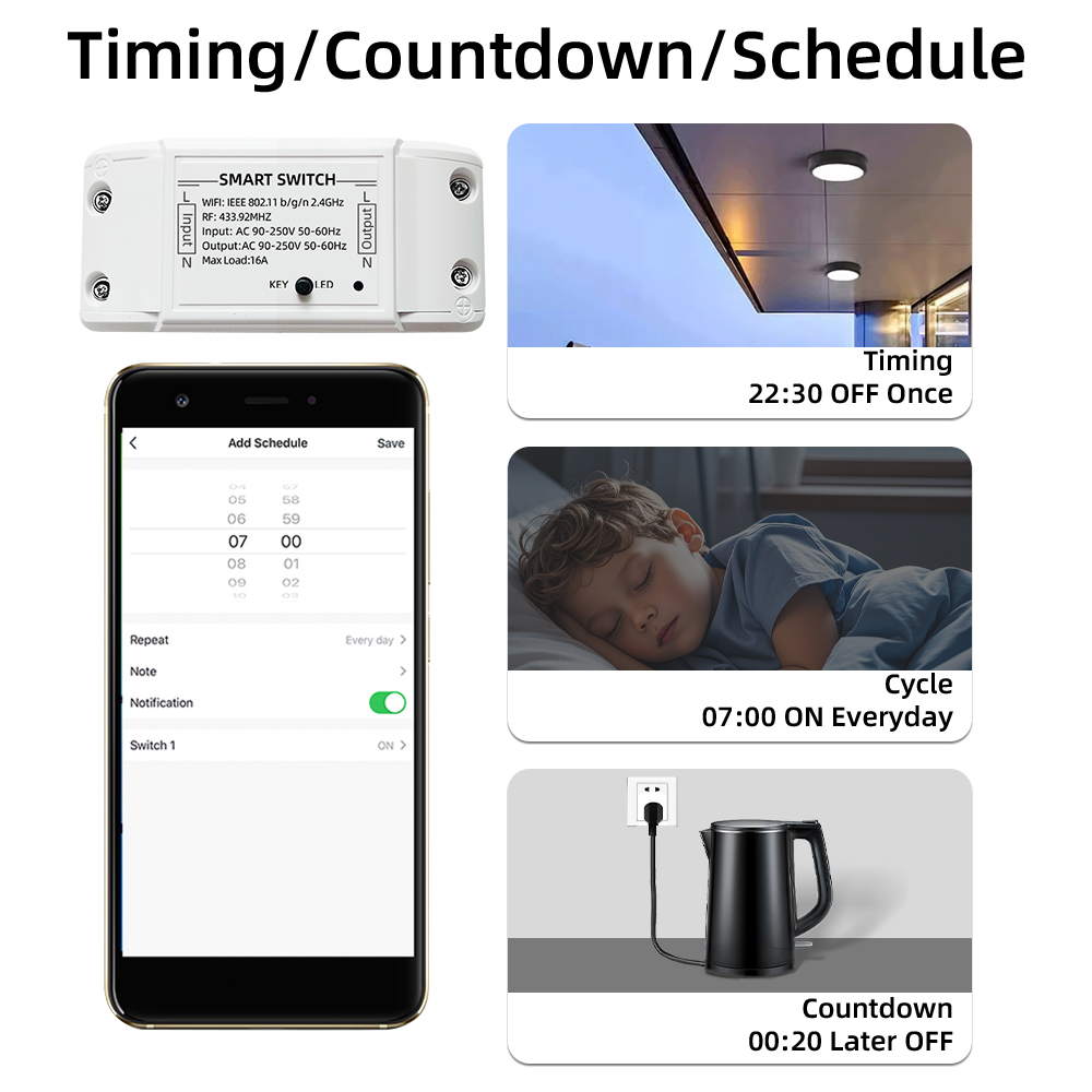 16A Tuya Wifi スマートスイッチ RF433MH - Smart Ir Remote Controller のレビューと価格
