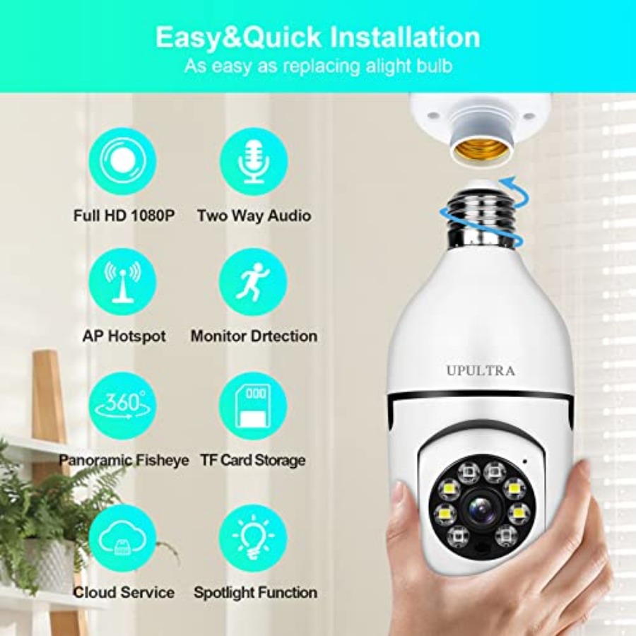 電球型1080PセキュリティワイヤレスカメラWifiスマート - Smart Home Wifi のレビューと価格