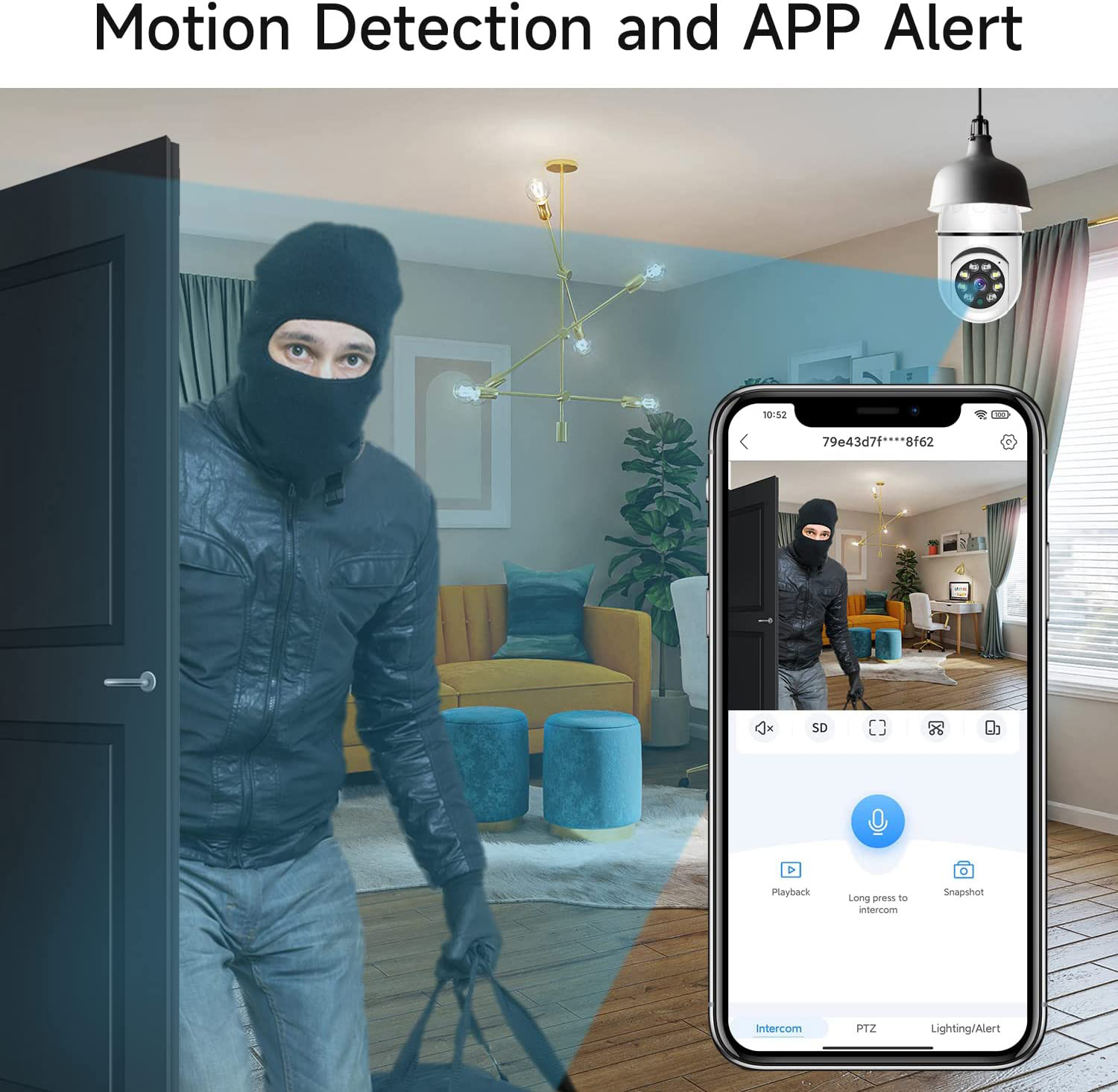 8MP E27電球型監視カメラ Wifi IP PTZ CC - Smart Baby Night Light のレビューと価格
