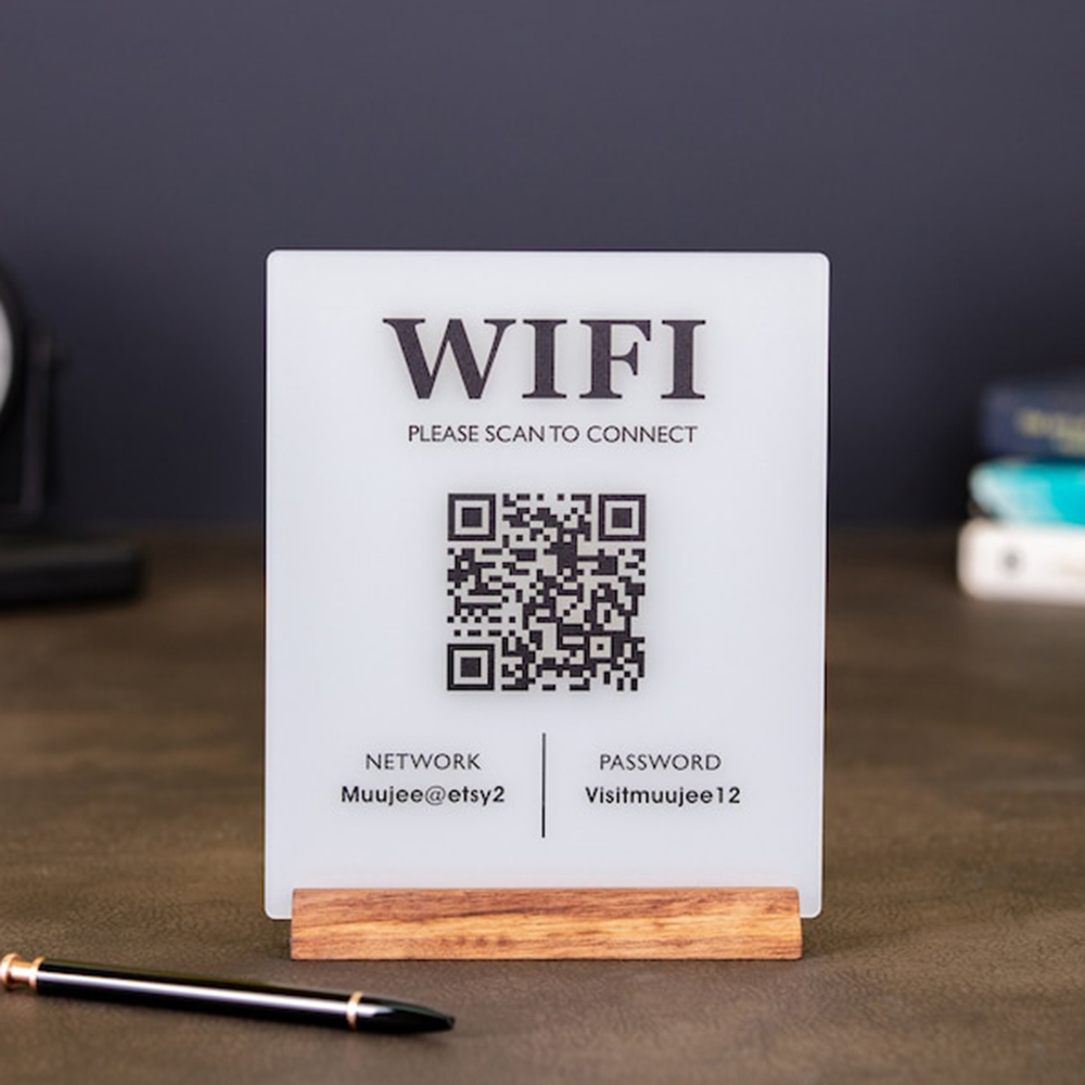 ホットセール WiFi QRコード アクリルサイン 木製台座 - Airbnb Smart Home のレビューと価格