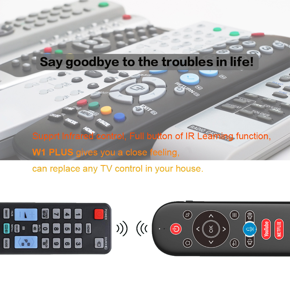 W1 PLUS エアマウスリモコン 2.4 グラム RF ワ - Smart Home Keyboard のレビューと価格