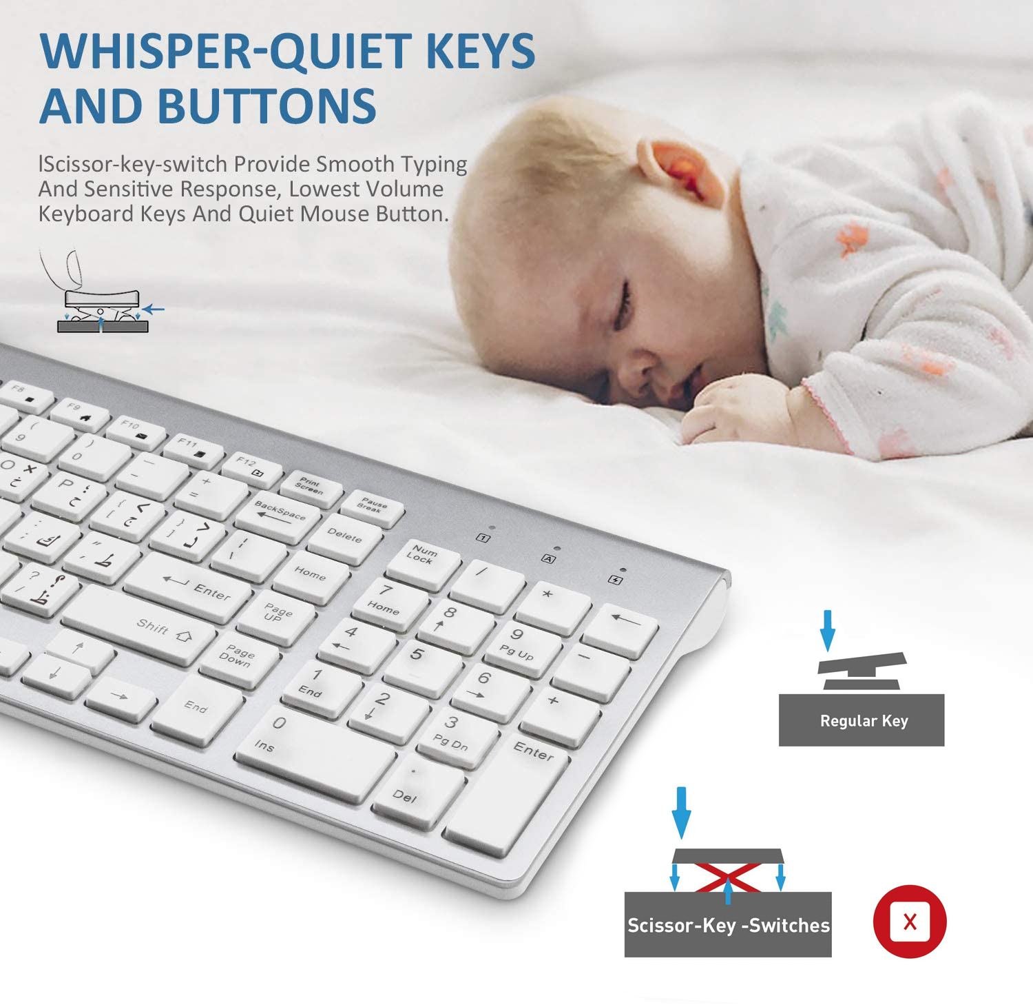 アラビア語英語文字スリムワイヤレスキーボードマウスコンボ低ノ - Smart Home Keyboard のレビューと価格