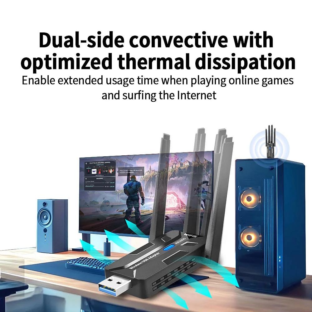WiFi 6 USB 3.0アダプター 1800Mbps デ - Smart Home For Pc のレビューと価格