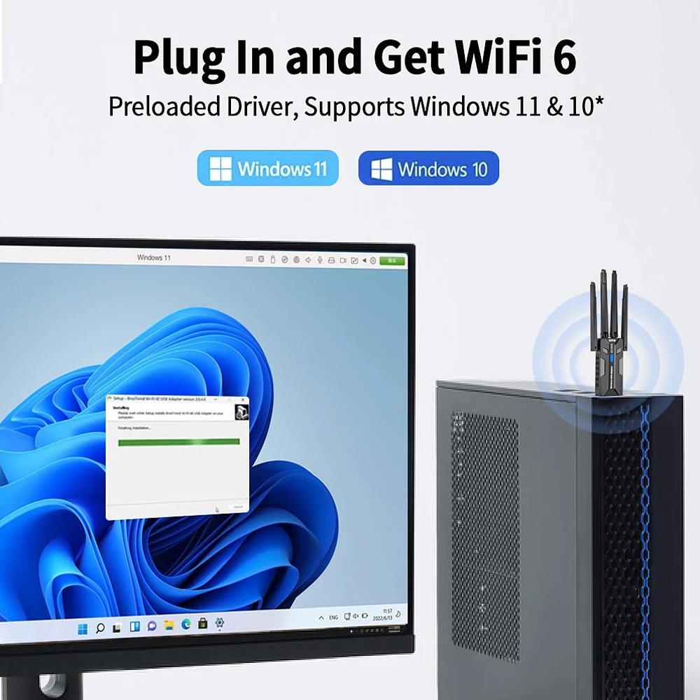 WiFi 6 USB 3.0アダプター 1800Mbps デ - Smart Home For Pc のレビューと価格