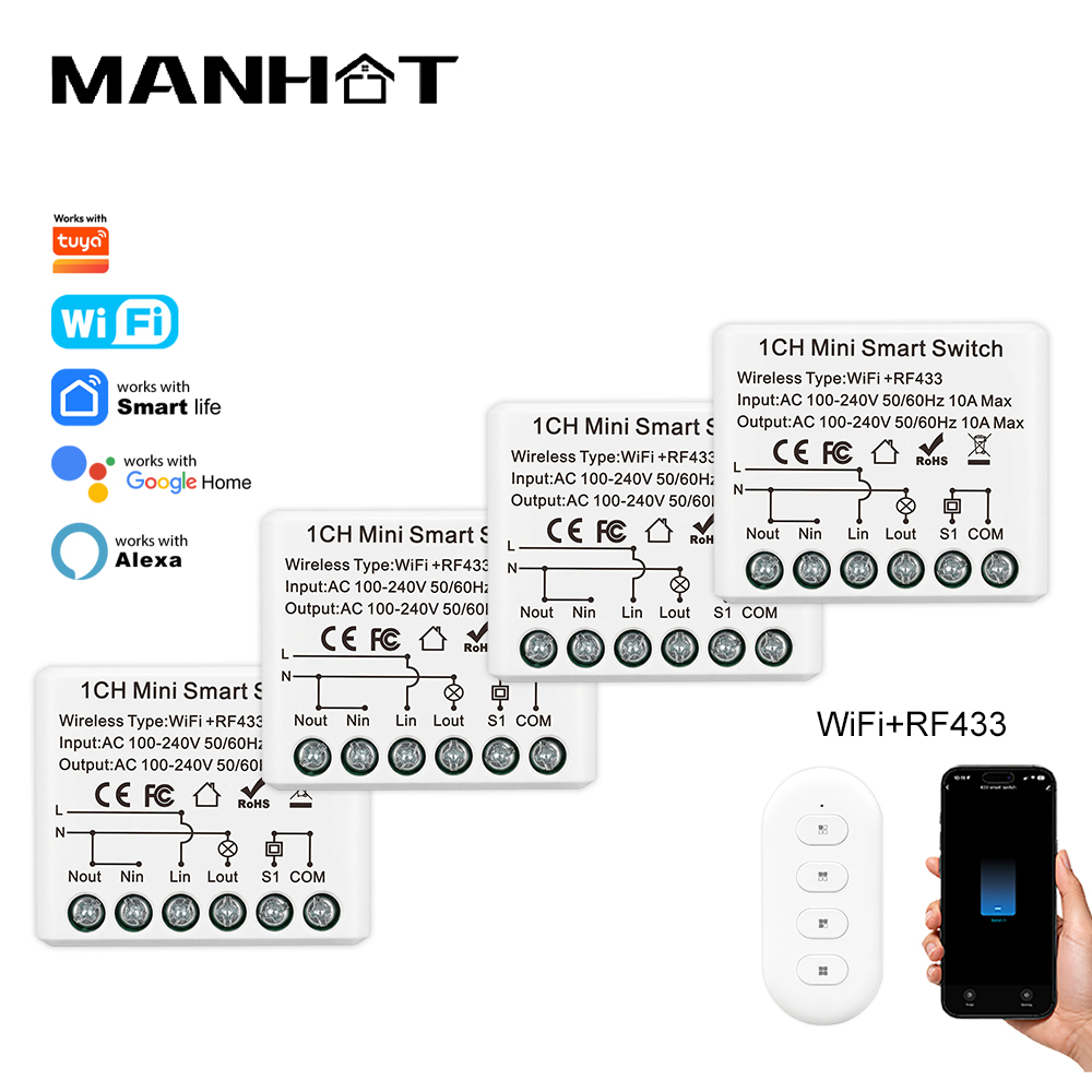 10A ミニ WIFI スマートスイッチ RF433Mhz  - Smart Ir Remote Controller のレビューと価格