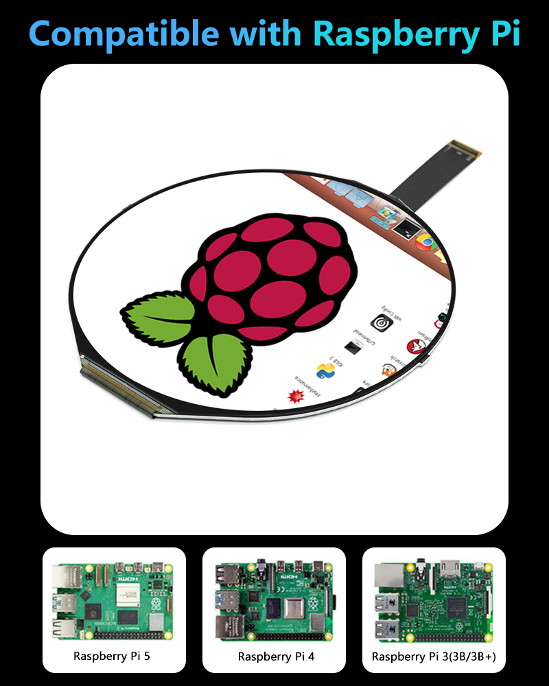 5インチIPS 1080*1080丸型スクリーンLCDディス - Smart Home Raspberry Pi のレビューと価格