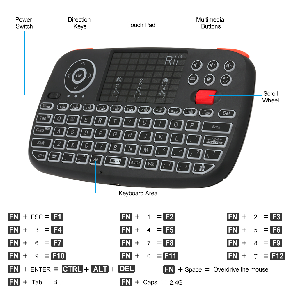 Rii i4 ミニ BT ワイヤレスキーボードタッチパッド  - Smart Home Keyboard のレビューと価格