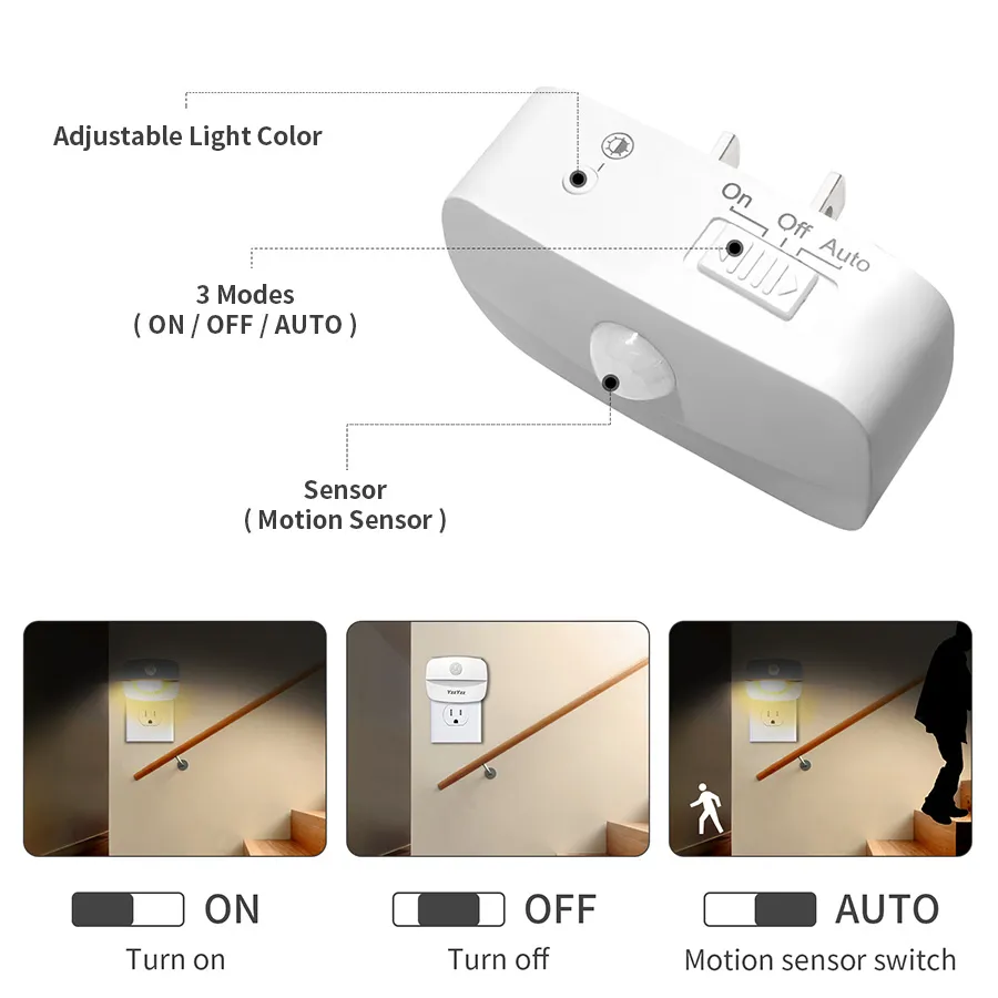 モーションセンサー付きLEDナイトライト,EU,EU,子供用 - Smart Baby Night Light のレビューと価格