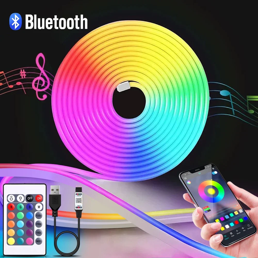 1-5m RGB LEDネオンストリップライト 5V USB - Smart Home Room のレビューと価格